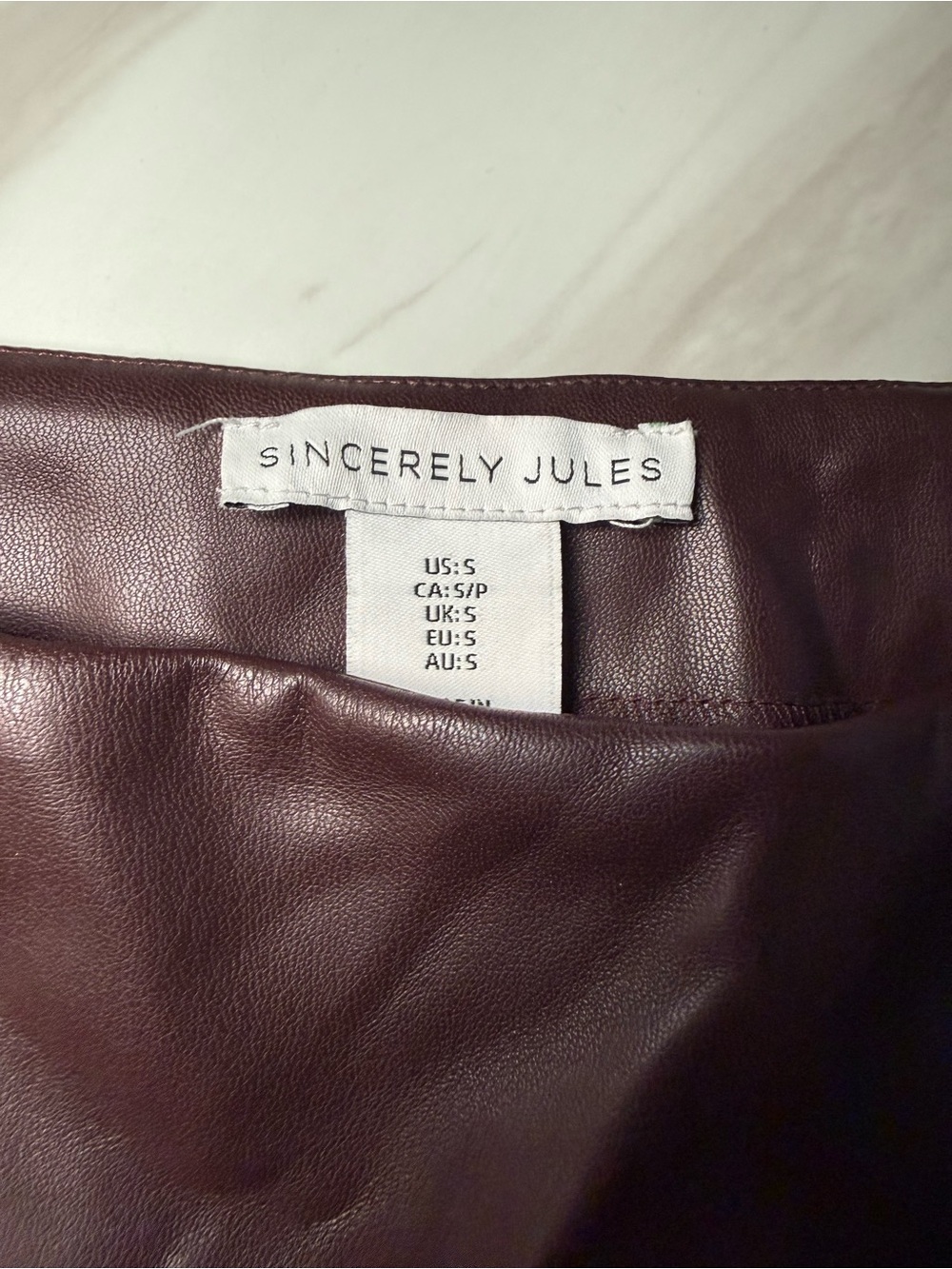 Sincerely Jules Faux Leather Skirt in Wine